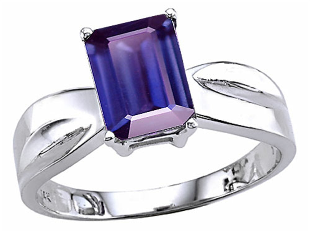 Tommaso Design Emerald Cut 8x6 mm Genuine Iolite Ring