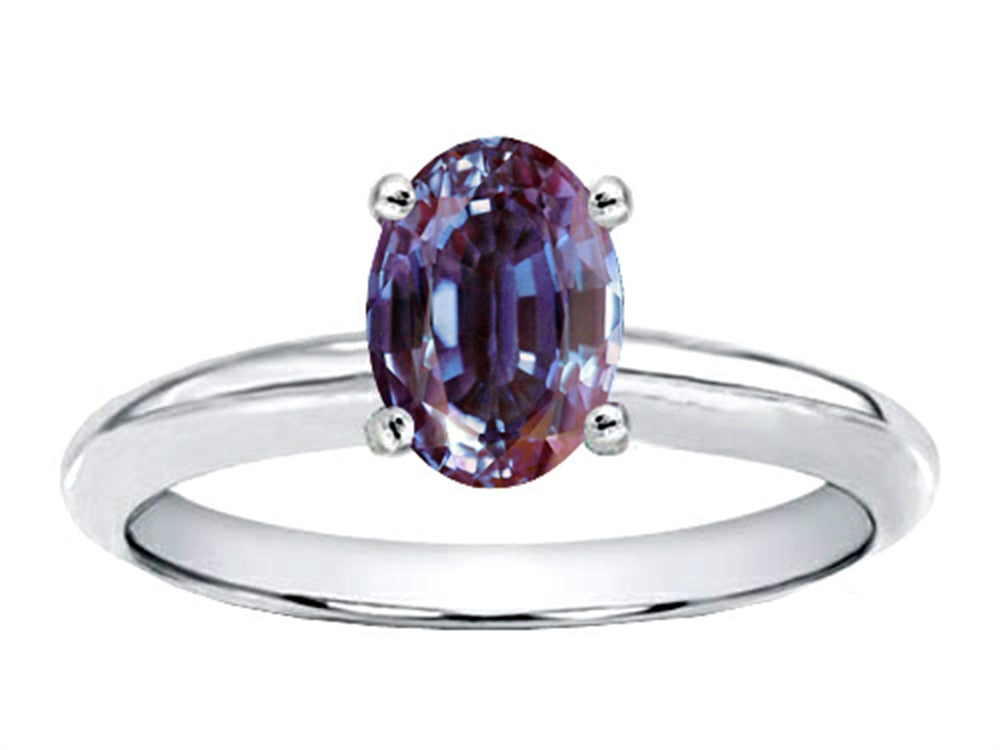 Tommaso Design Oval 8x6mm Simulated Alexandrite Engagement Ring