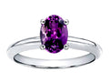Tommaso Design Oval 8x6mm Genuine Amethyst Solitaire Engagement Ring