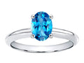 Tommaso Design Oval 8x6mm Genuine Blue Topaz Solitaire Engagement Ring