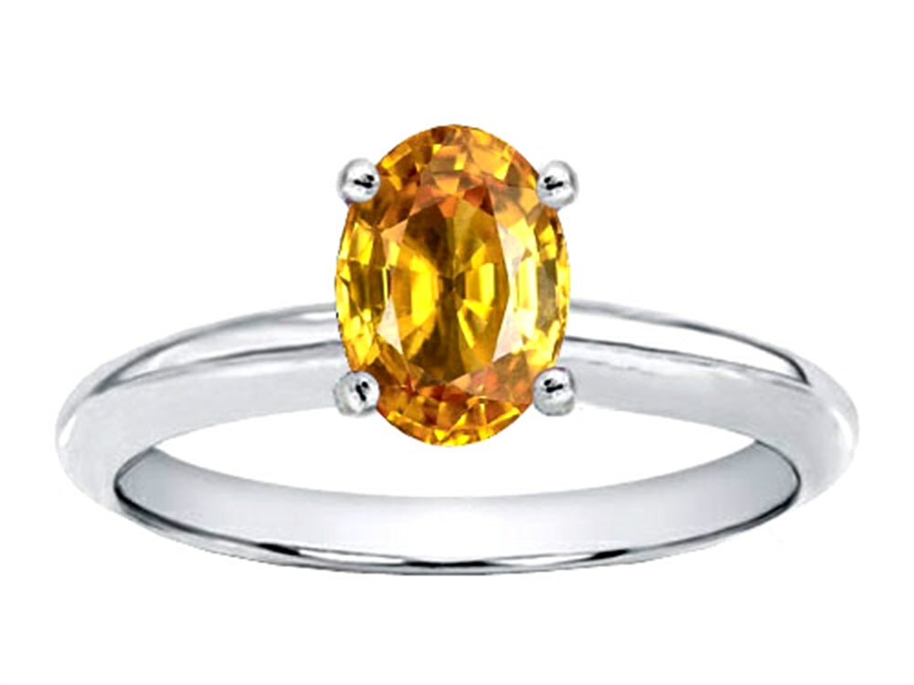 Tommaso Design Oval 8x6mm Genuine Citrine Solitaire Engagement Ring