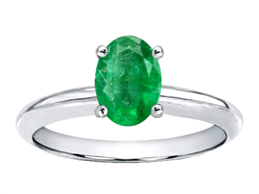 Tommaso Design Genuine Emerald Solitaire Engagement Ring