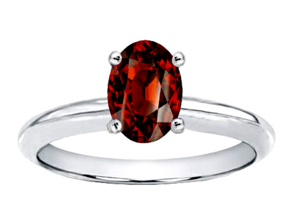 Tommaso Design Oval 8x6mm Genuine Garnet Solitaire Engagement Ring