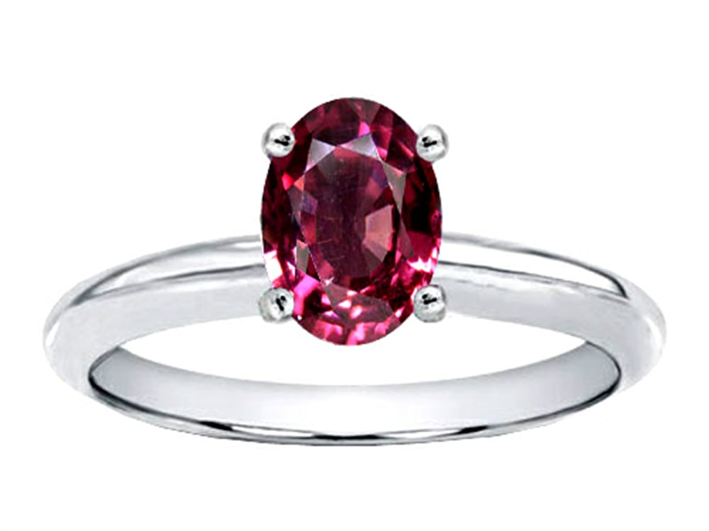 Tommaso Design Oval 8x6mm Genuine Rhodolite Solitaire Engagement Ring