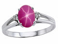 Tommaso Design Oval 7x5mm Created Star Ruby s Ring