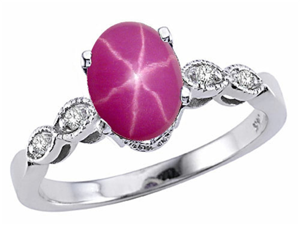 Tommaso Design Oval 8x6mm Created Star Ruby Ring
