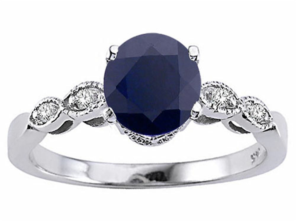 Tommaso Design Genuine Black Sapphire Solitaire Engagement Ring