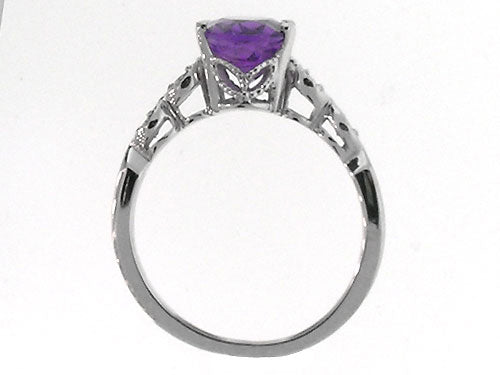 Tommaso Design Genuine Amethyst Solitaire Engagement Ring