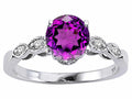 Tommaso Design Genuine Amethyst Solitaire Engagement Ring