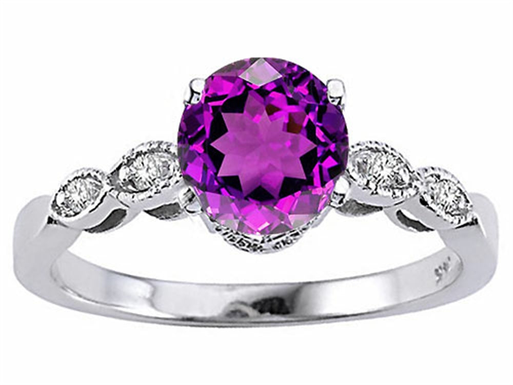 Tommaso Design Genuine Amethyst Solitaire Engagement Ring