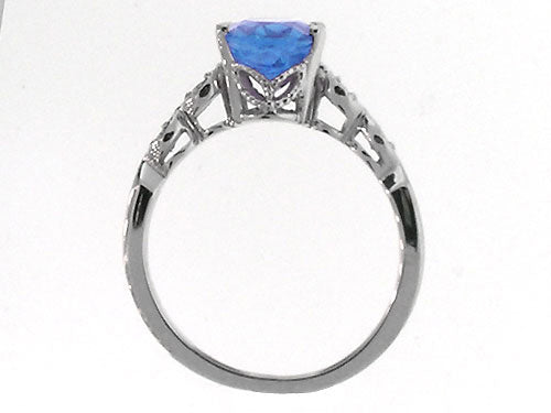 Tommaso Design Round 7mm Genuine Blue Topaz Solitaire Engagement Ring