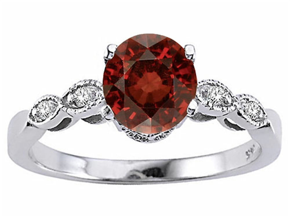 Tommaso Design Genuine Garnet Solitaire Engagement Ring