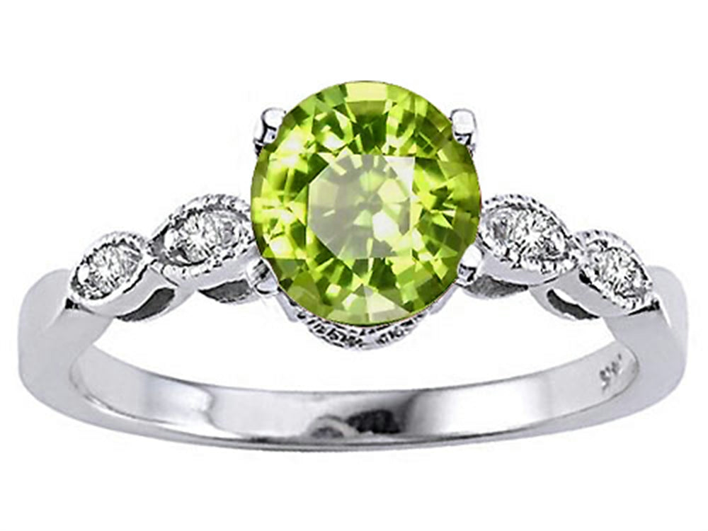 Tommaso Design Round 7mm Genuine Peridot Solitaire Engagement Ring