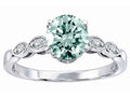 Tommaso Design Genuine Aquamarine Round 7mm s Solitaire Engagement Ring