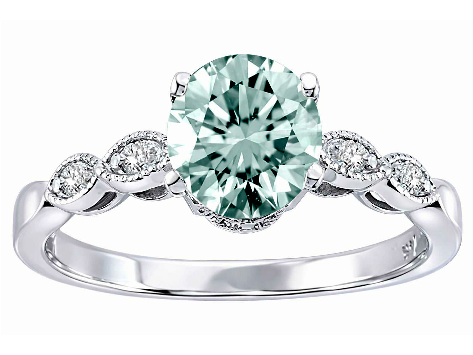 Star K Genuine Aquamarine Round 7mm s Solitaire Engagement Ring