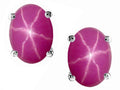 Tommaso Design Oval 8x6mm Created Star Ruby Earrings Studs