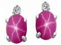 Tommaso Design Oval 8x6mm Created Star Ruby Earrings