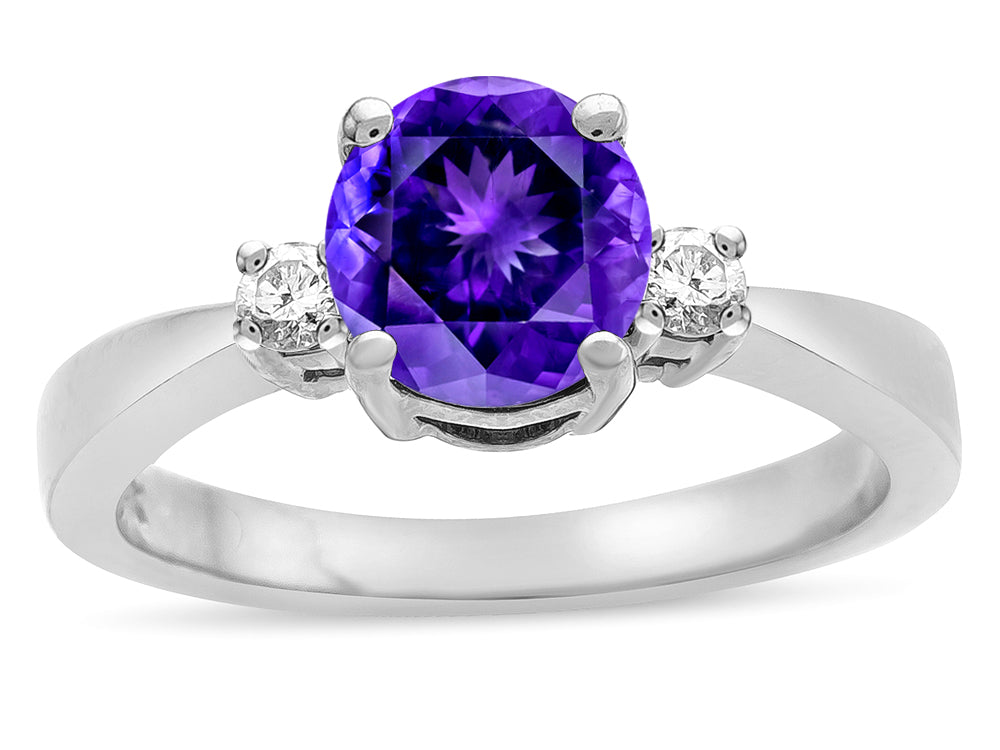 Tommaso Design Genuine Amethyst Engagement Ring