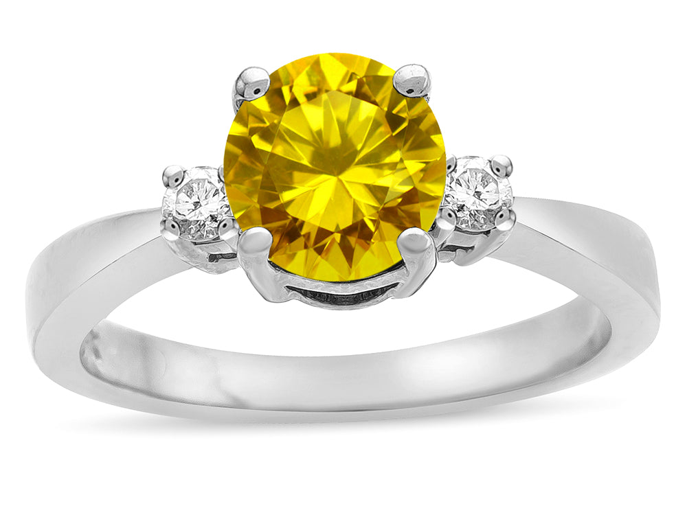 Tommaso Design Round 7mm Genuine Citrine Engagement Ring