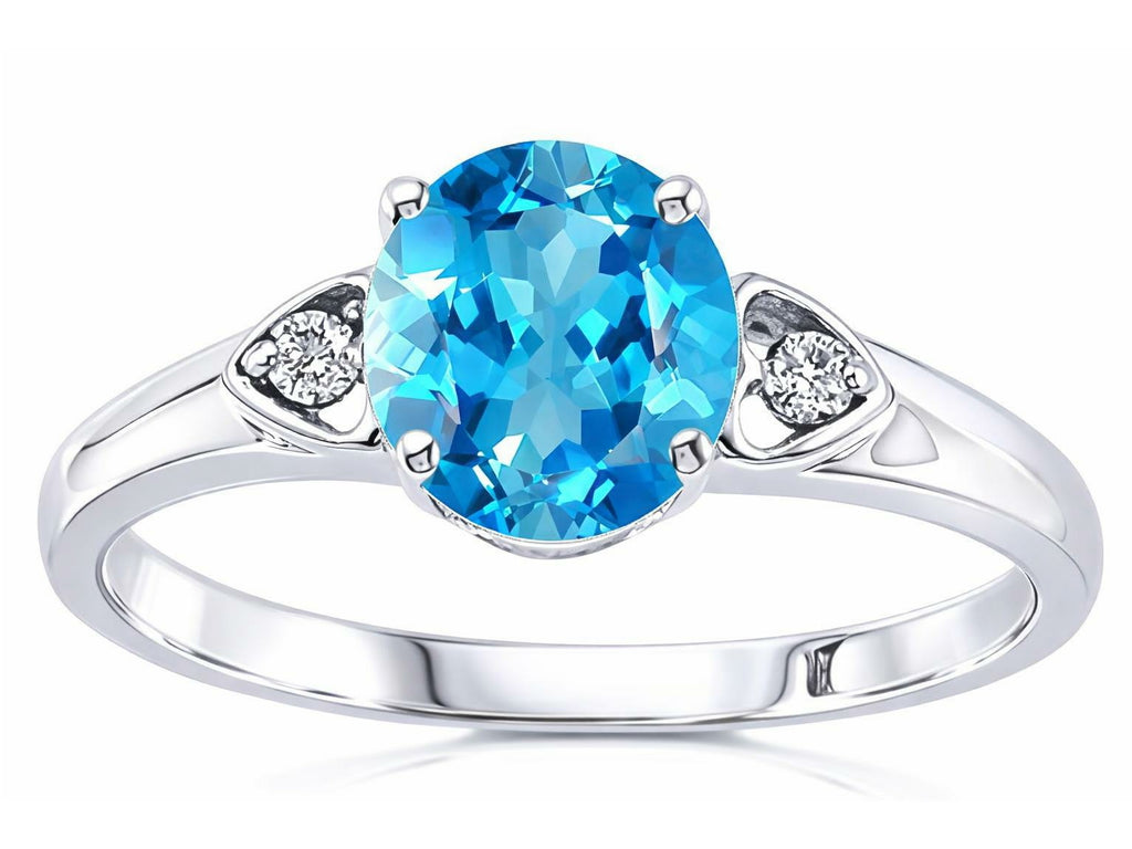 Tommaso Design Round 7mm Genuine Blue Topaz Engagement Ring