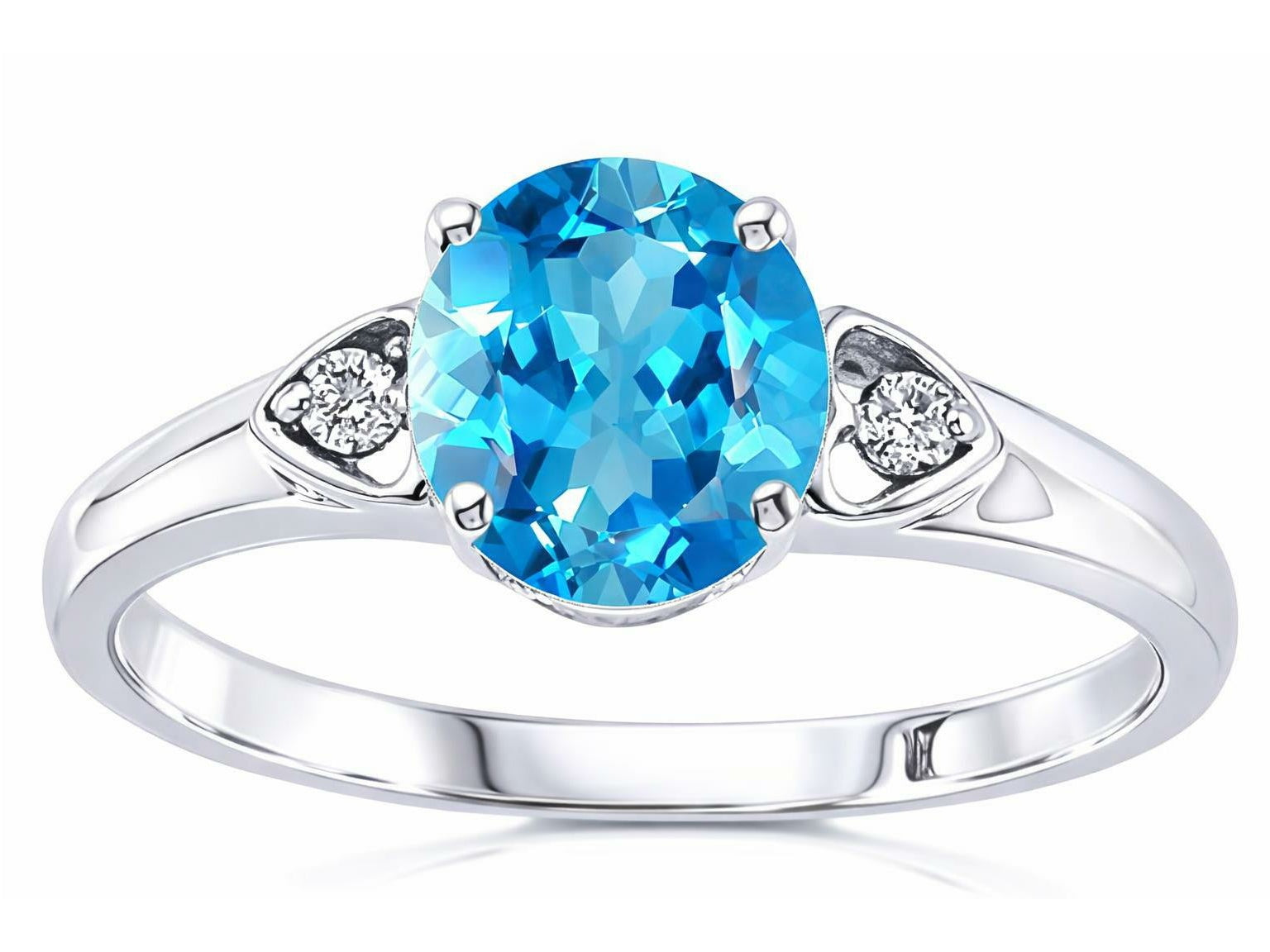 Tommaso Design Round 7mm Genuine Blue Topaz Engagement Ring