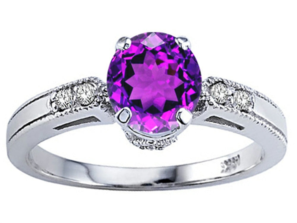Tommaso Design Genuine Amethyst Engagement Ring