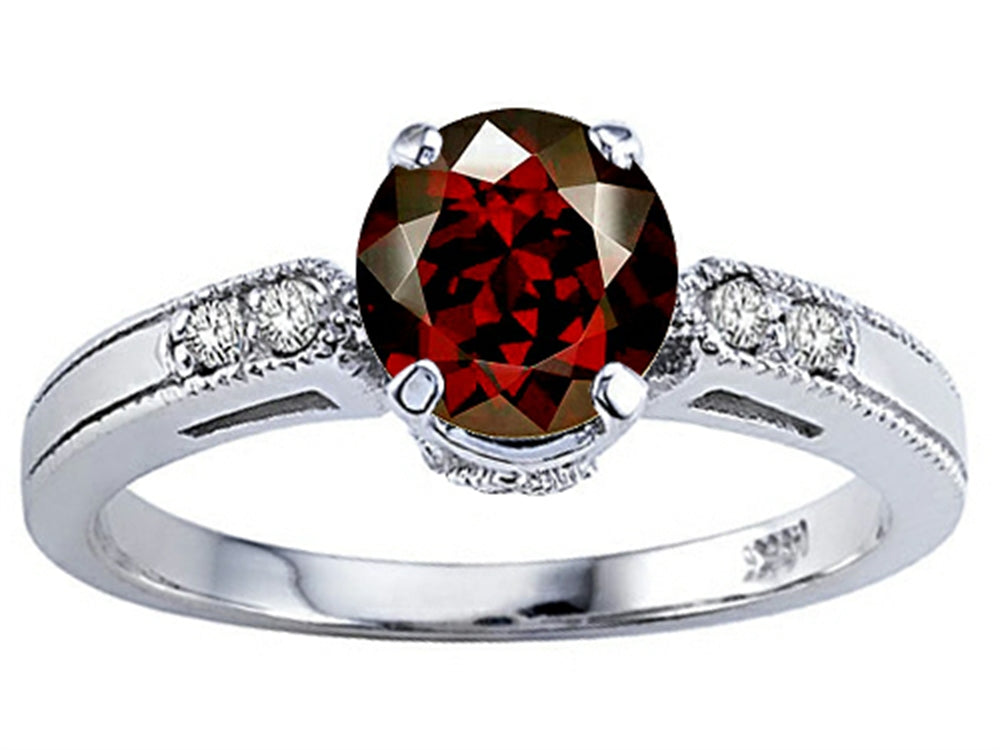 Tommaso Design Genuine Garnet Engagement Ring
