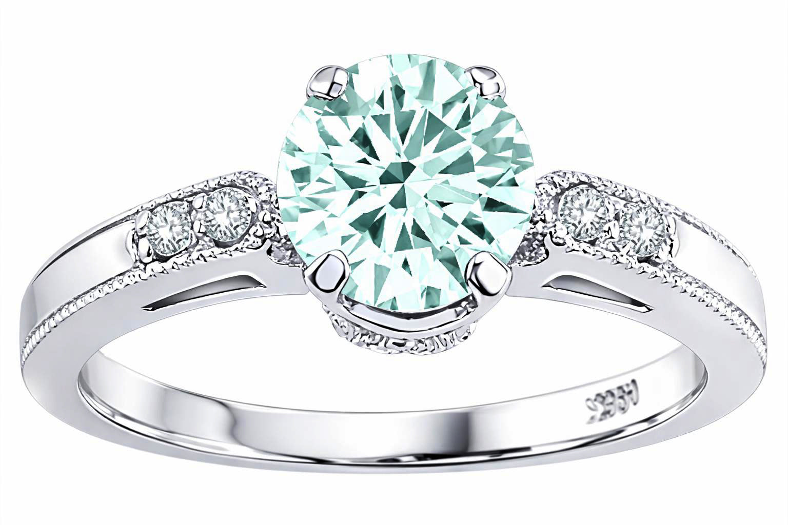 Tommaso Design Genuine Aquamarine Engagement Ring