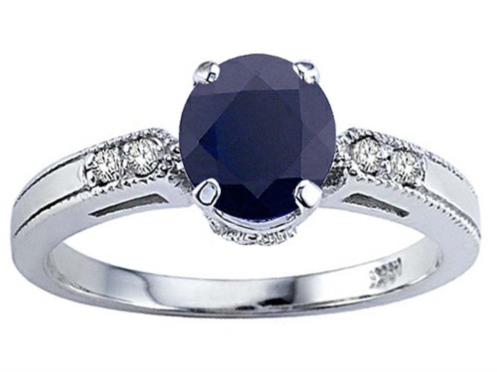 Tommaso Design Genuine Black Sapphire Engagement Ring