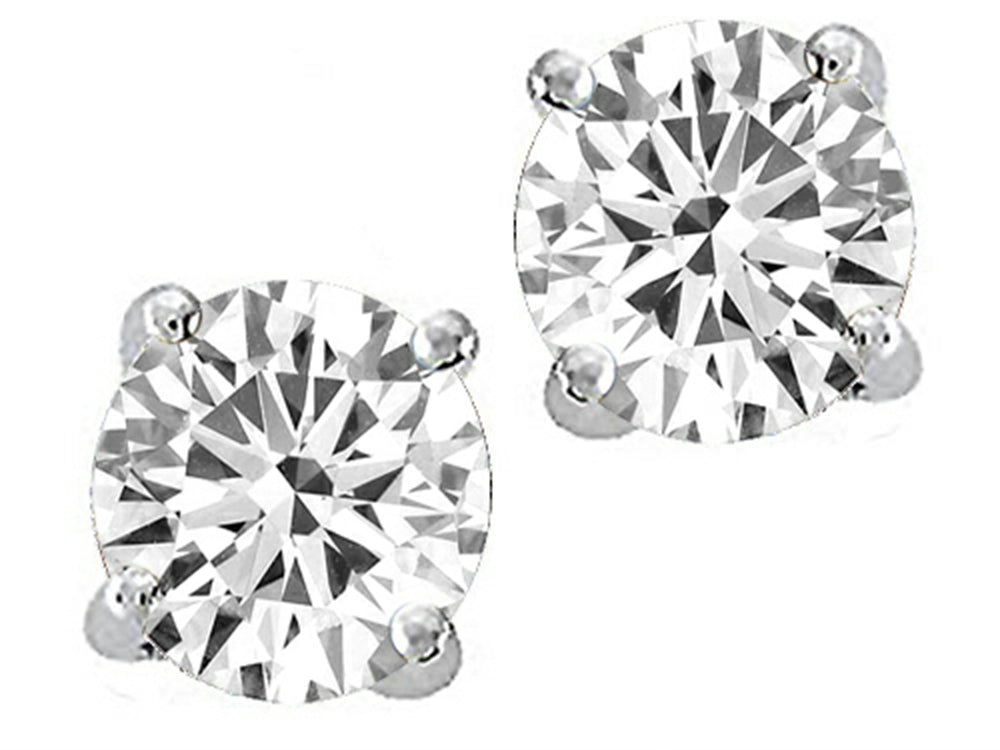 Tommaso Design Round 7mm Genuine White Topaz Earrings Studs