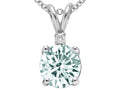 Tommaso Design Round 7mm Genuine Aquamarine Pendant Necklace