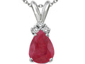 Tommaso Design Genuine Ruby and Diamond Pendant Necklace