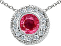 Tommaso Design Genuine Ruby and Diamond Pendant Necklace