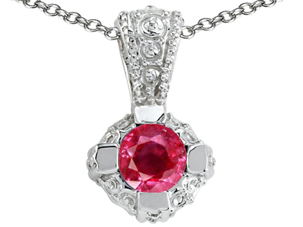 Tommaso Design Genuine Ruby Pendant Necklace