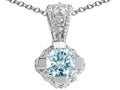 Tommaso Design Round 5mm Genuine Aquamarine Pendant Necklace