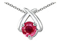 Tommaso Design Genuine Round Ruby Pendant Necklace