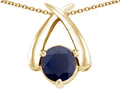Tommaso Design Round Genuine Black Sapphire Pendant Necklace