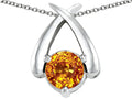 Tommaso Design 7mm Round Genuine Citrine Pendant Necklace