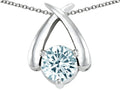 Tommaso Design 7mm Round Genuine Aquamarine Pendant Necklace