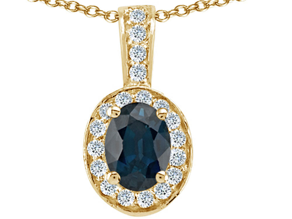 Tommaso Design™ Oval 8x6mm Genuine Sapphire Pendant Necklace