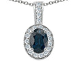 Tommaso Design Oval 8x6mm Genuine Sapphire Pendant Necklace