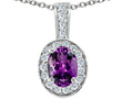 Tommaso Design Oval 8x6mm Genuine Amethyst Pendant Necklace