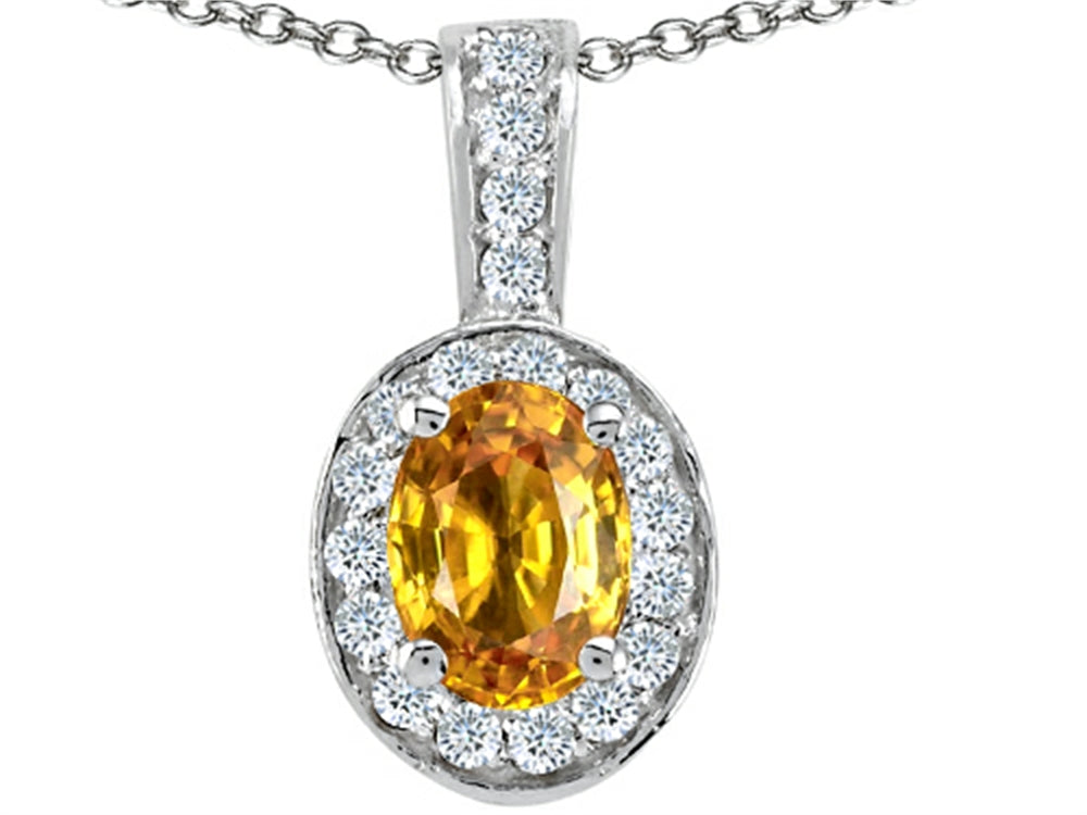 Tommaso Design Oval 8x6mm Genuine Citrine Pendant Necklace