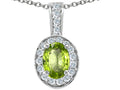 Tommaso Design Oval 8x6mm Genuine Peridot Pendant Necklace
