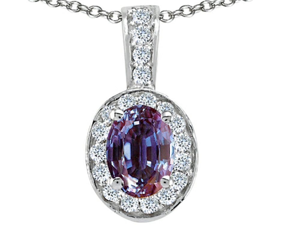 Tommaso Design Simulated Alexandrite Pendant Necklace