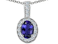 Tommaso Design Oval 8x6mm Genuine Iolite Pendant Necklace
