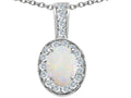 Tommaso Design Oval 8x6mm Genuine Opal Pendant Necklace