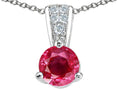 Tommaso Design Genuine Round Ruby and Diamond Pendant Necklace