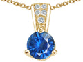 Tommaso Design Round Genuine Sapphire Pendant Necklace