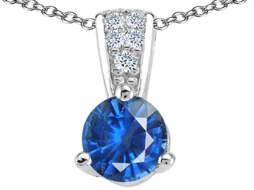 Tommaso Design™ Round Genuine Sapphire Pendant Necklace